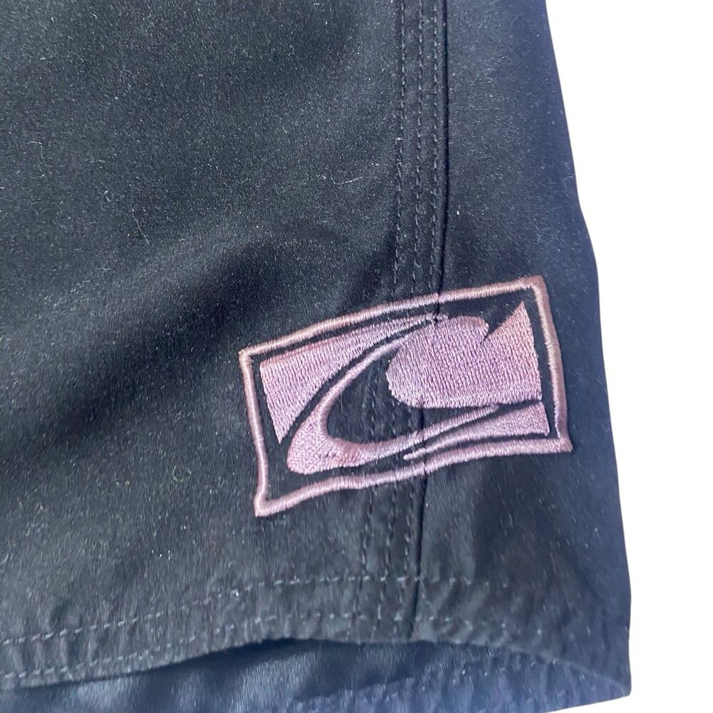 Oneal Board Shorts Swim Trunks Mens 36 Black Pockets Drawstring Pink Embroidery - Picture 2 of 10